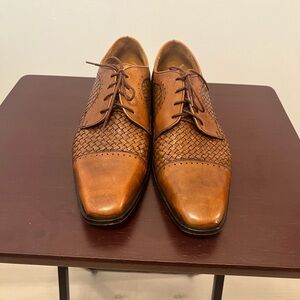 MERCANTI FIORENTINI, ITALIAN LIGHTWEIGHT BROWN WOVEN LEATHER SHOES, SIZE 11.5